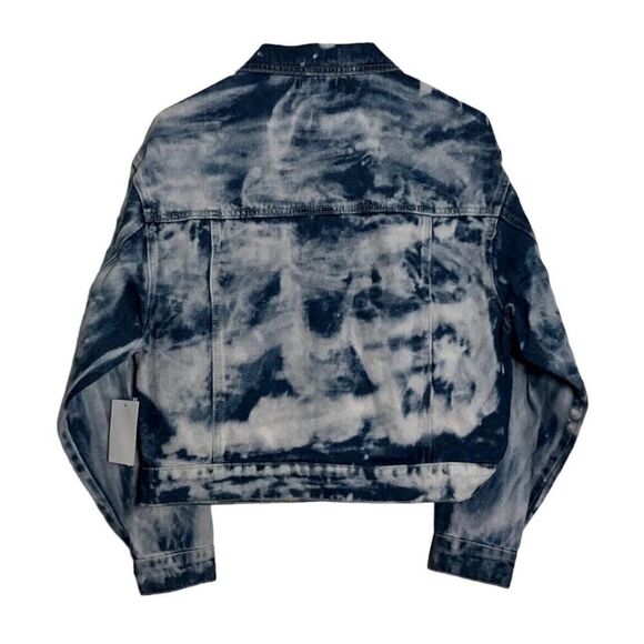 BP by Nordstrom Womens Blue Bleached Wash Denim Trucker Jacket Designer NWT XS - Picture 10 of 12